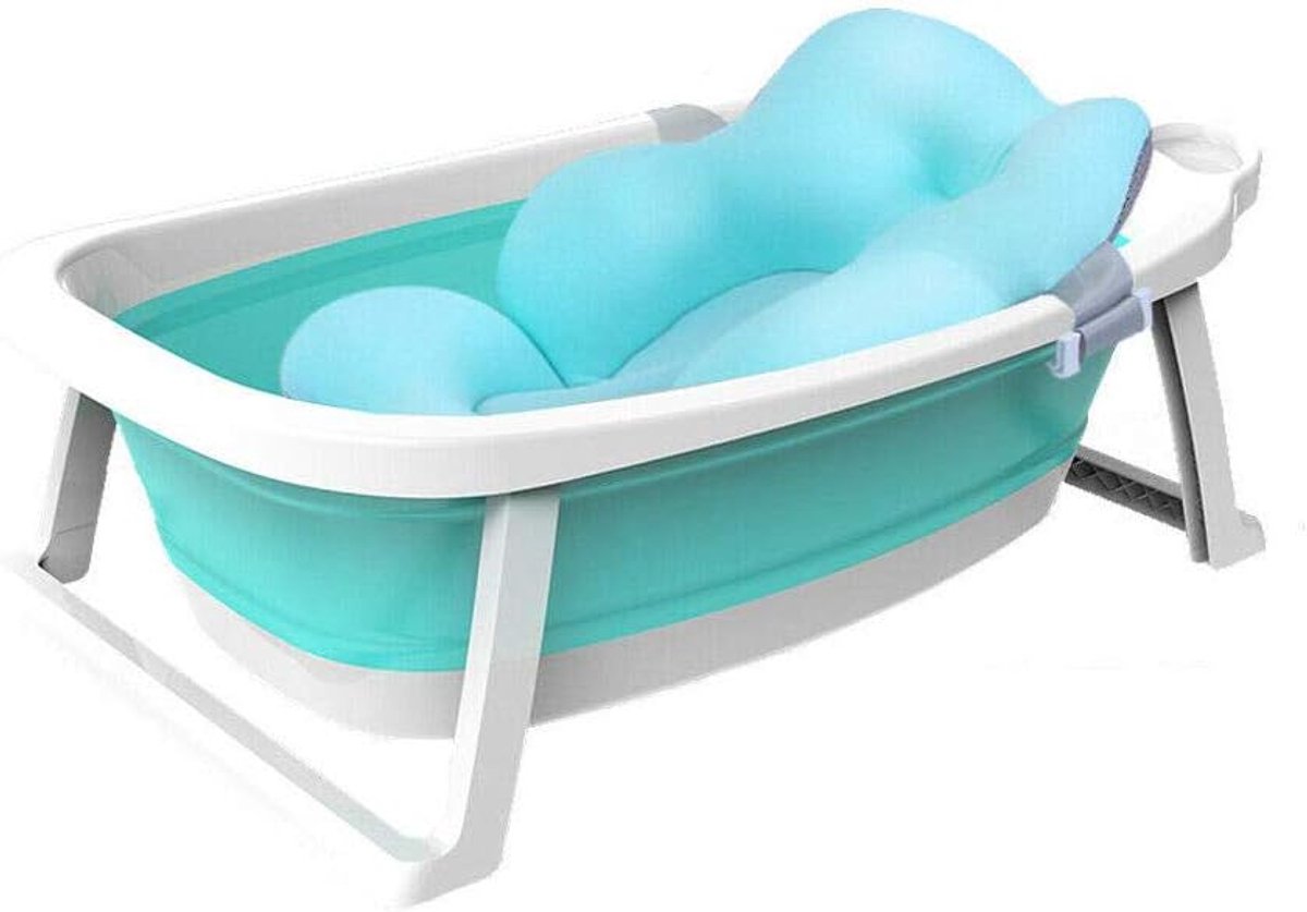 Lagoon Opvouwbaar Babybadje met Kussen, compact opvouwbaar, antislip, 0 maanden tot 3 jaar, inclusief kussen, Groen.