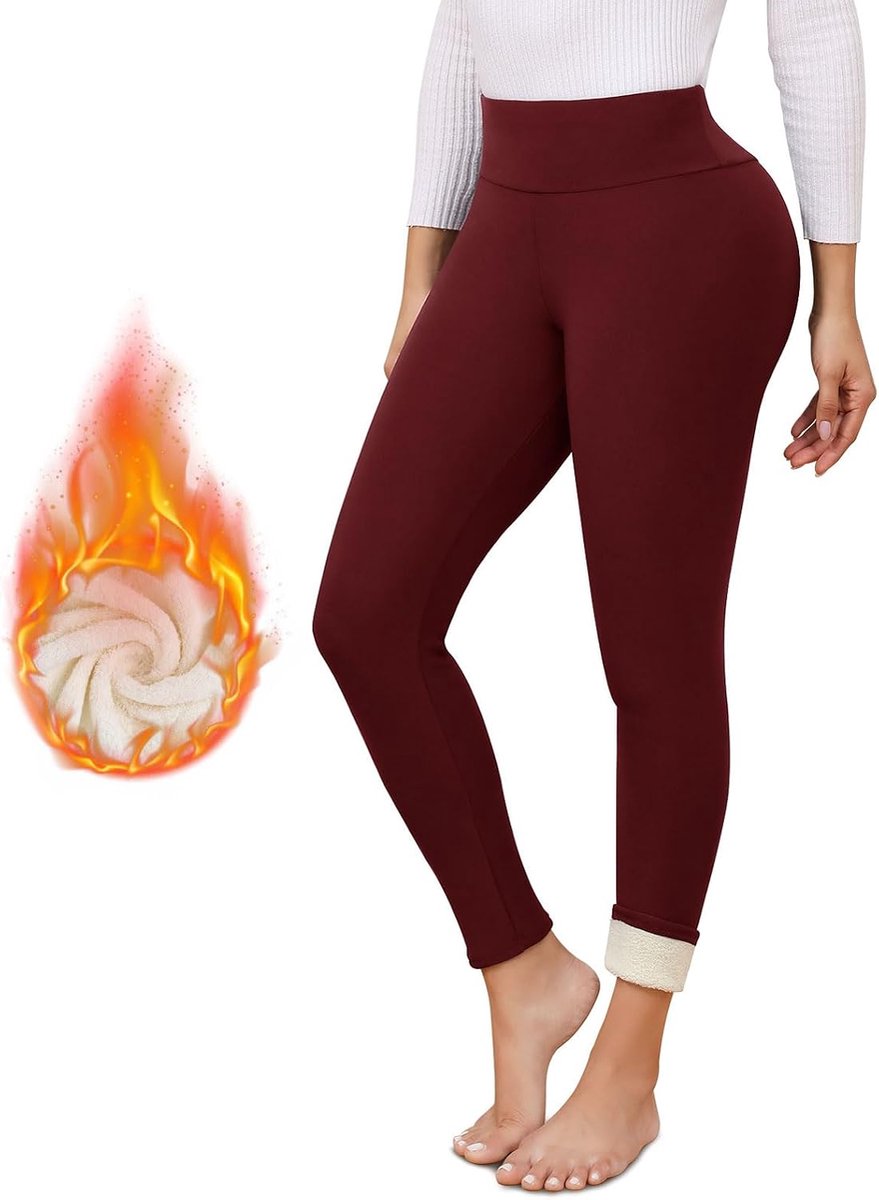 Leggings voor dames, gevoerd, dikke thermische legging, wollige hoge taille, ondoorzichtig, sportlegging voor de winter, warme fleece legging