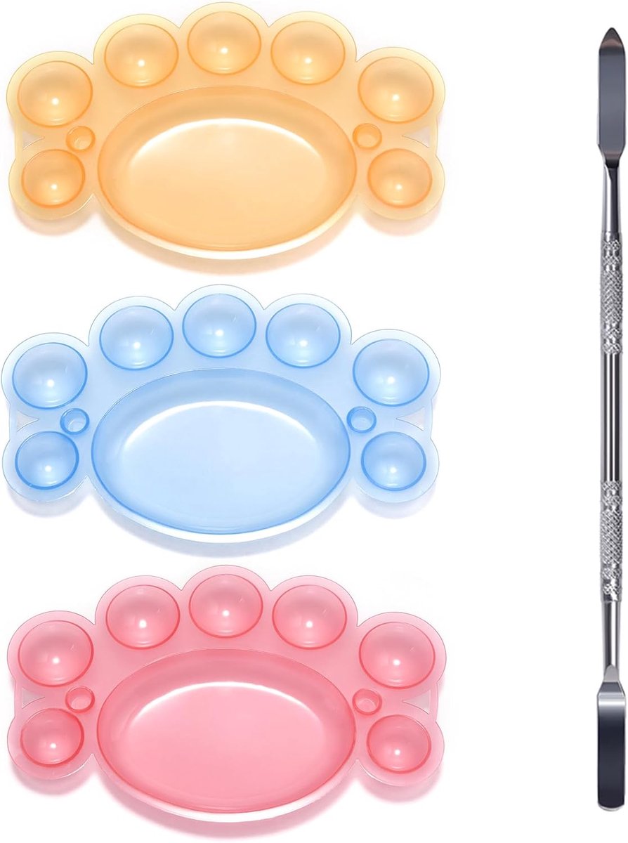 Art Polish Kleur Mengpaletten met Roestvrij Staal Roerstaaf Nail Painting Palet voor Salon Kleur Crème Mengen (Set2)