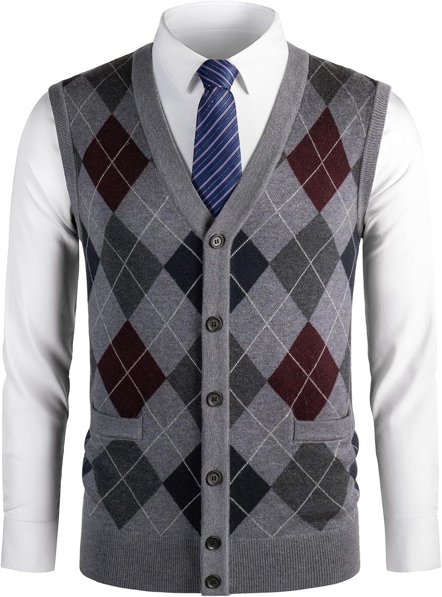 Argyle trui, vesten, klassieke V-hals, gebreide mouwloze trui, herfst, winter, warme tanktops