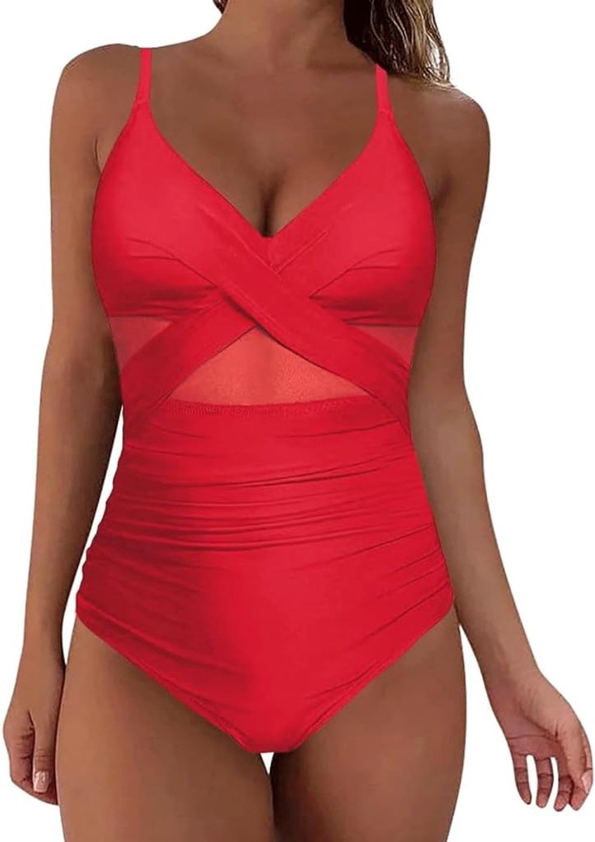 Badpak Bikini uit één stuk Sexy nauwsluitend diepe V-hals Strandvakantie Hete lentebadpak Sportbikini-badpak