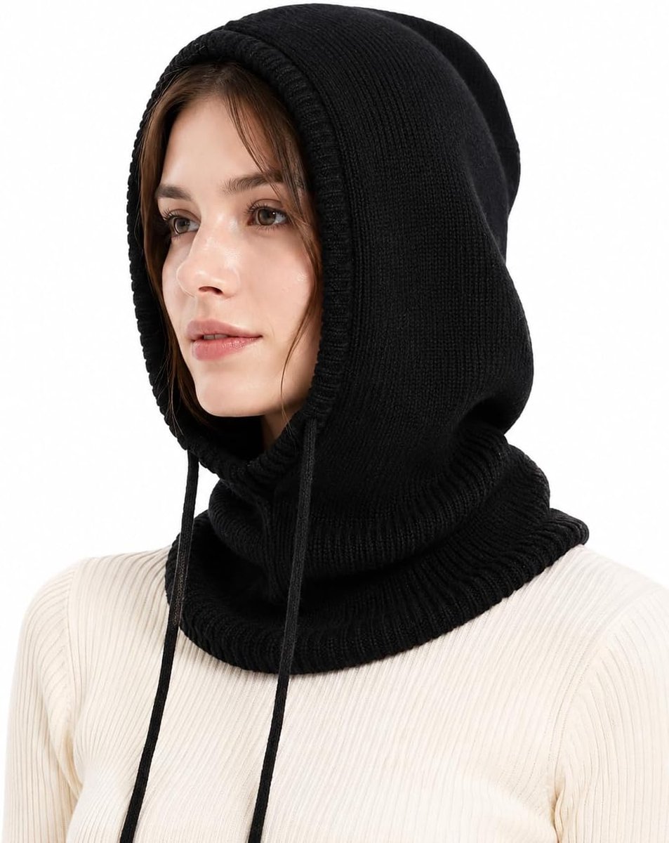 Trui-muts balaclava dames herfst en winter gebreide muts warme hals en muts sjaal eendelig gebreide muts oorwarmer muts