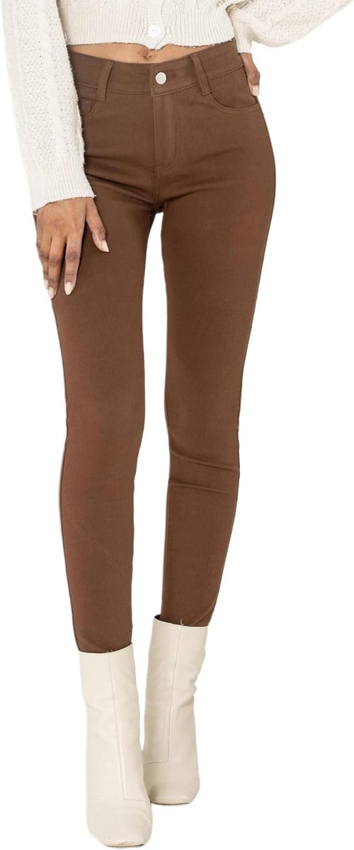 Carter A003 Jeggings voor dames, hoge taille, stretchbroek met rits, skinny fit broek met zakken, nauwsluitend, elastisch