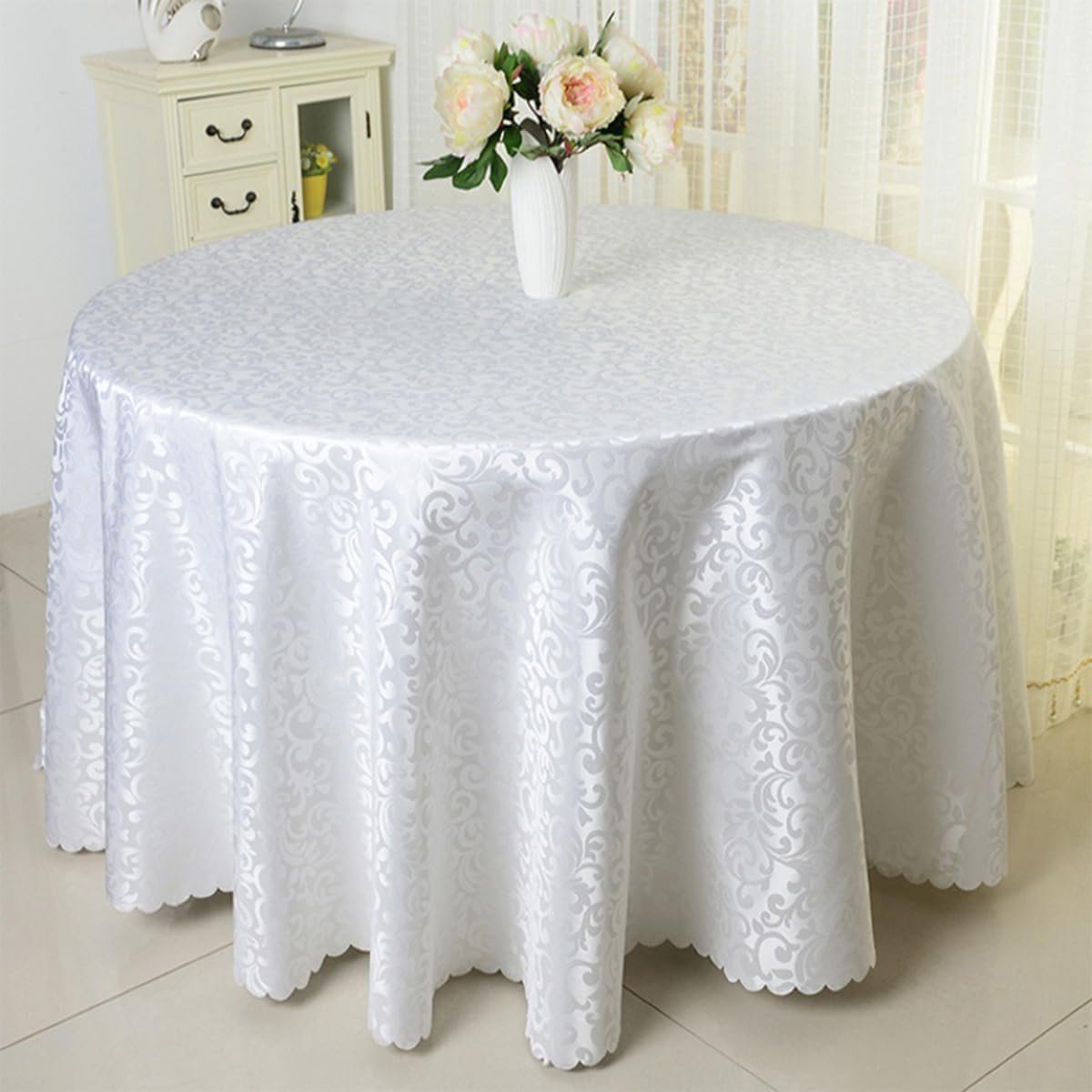 Tafelkleed geschikt voor familie, hotel, kantoor vergadertafel, bruiloft banket wit diameter 280 cm