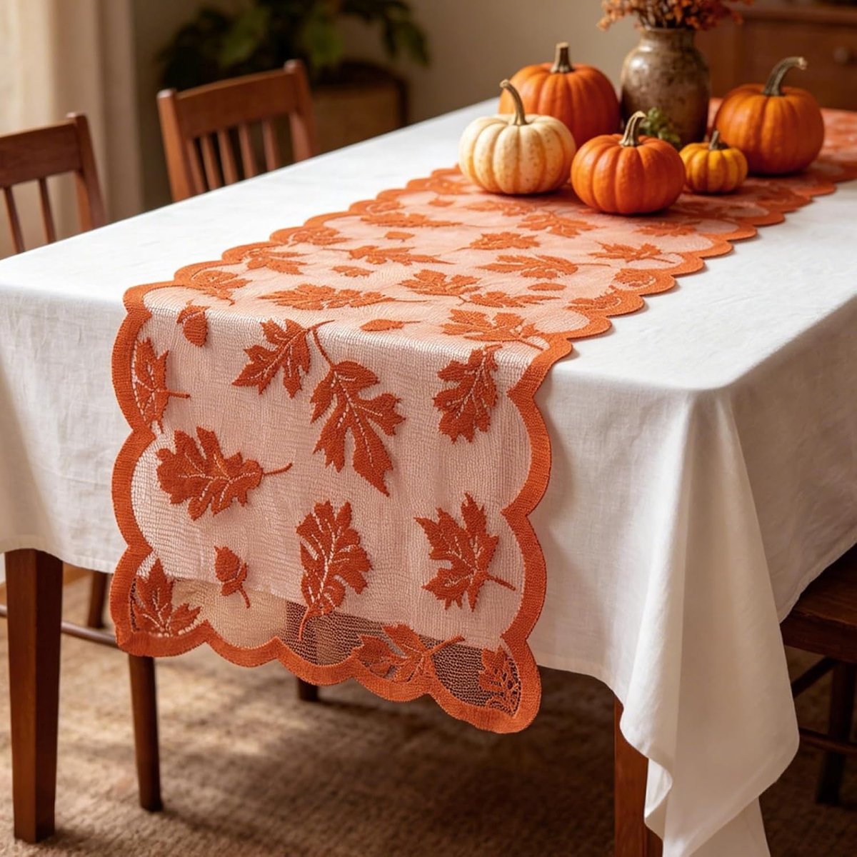 Tafelloper herfst, 183 x 33 cm, esdoornbladeren, herfst, tafellopers, kanten tafelloper, voor decoratie van Thanksgiving, huis, keuken, eettafels