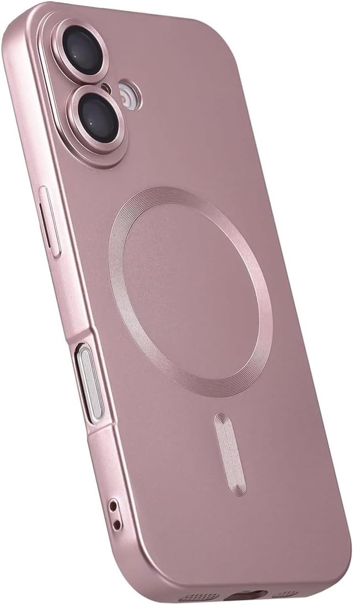 Compatibel met Apple iPhone 16 Plus, Roze, Matte Siliconen Back Cover, Compatibel met MagSafe