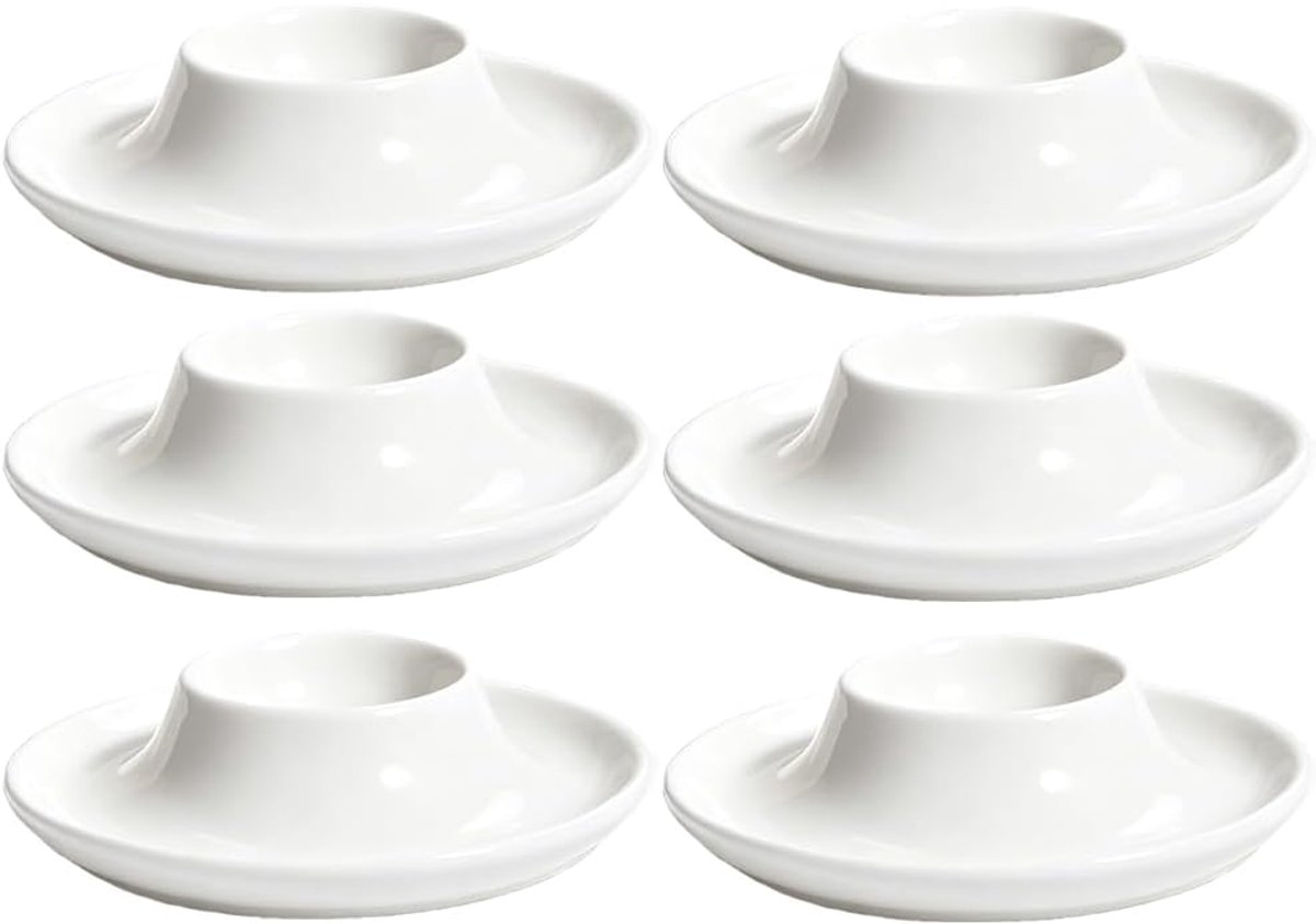 Eierdopjes plastic wit set van 6 ronde eierhouders camping keukenartikelen