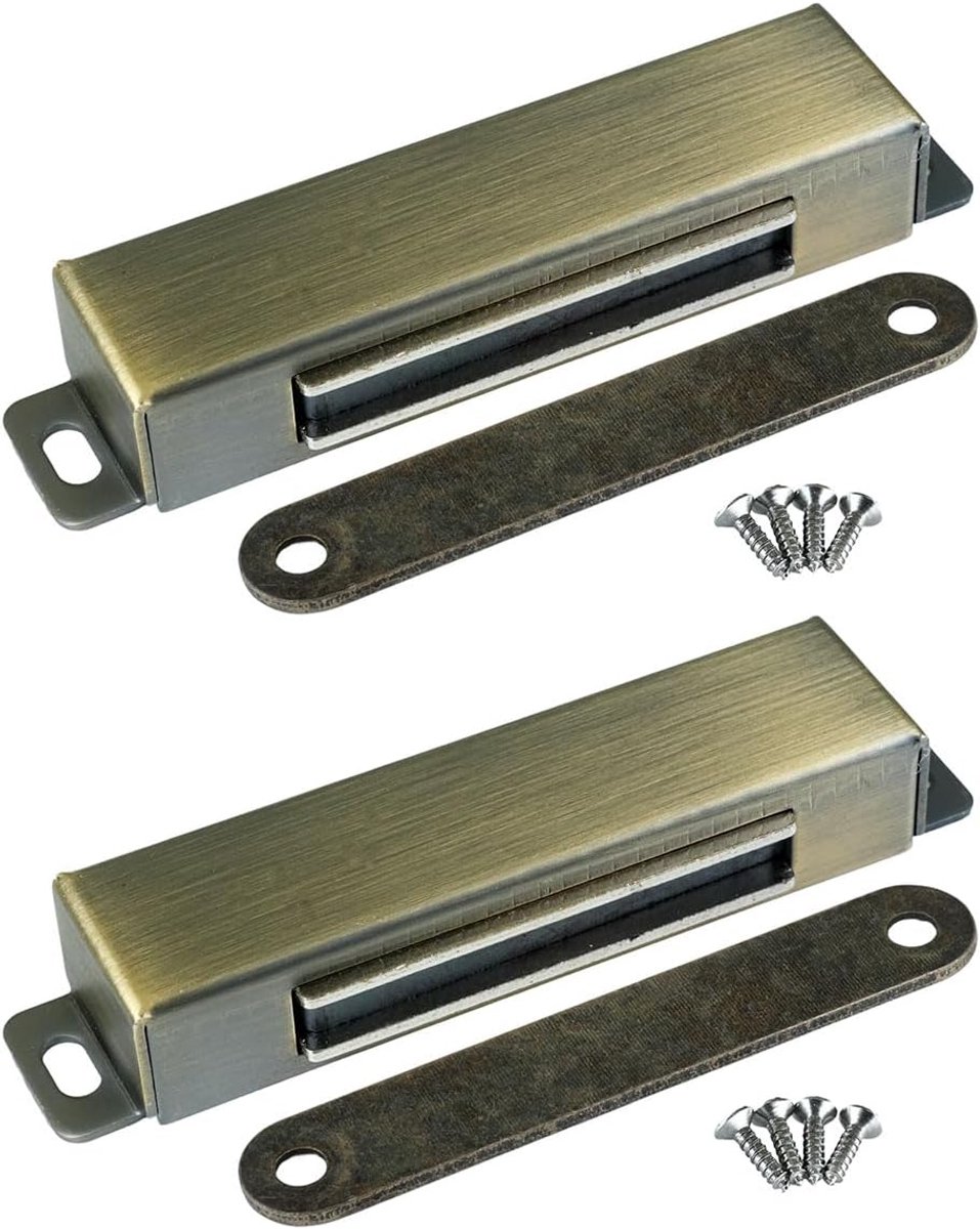 Magneetsluiters, deurmagneten voor kastdeuren, magnetische sluitingen, roestvrij staal, schuifladen, magneet, deursluiter, magneet voor meubels en balkondeuren, 2 stuks (brons)