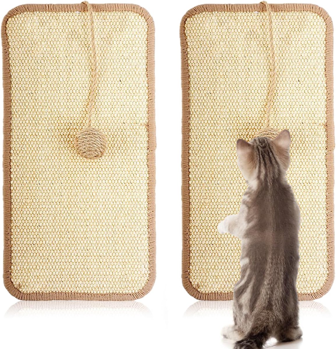 Krabmat voor katten, 2 stuks, 50 x 25 cm, zelfklevend, krabplank, muur