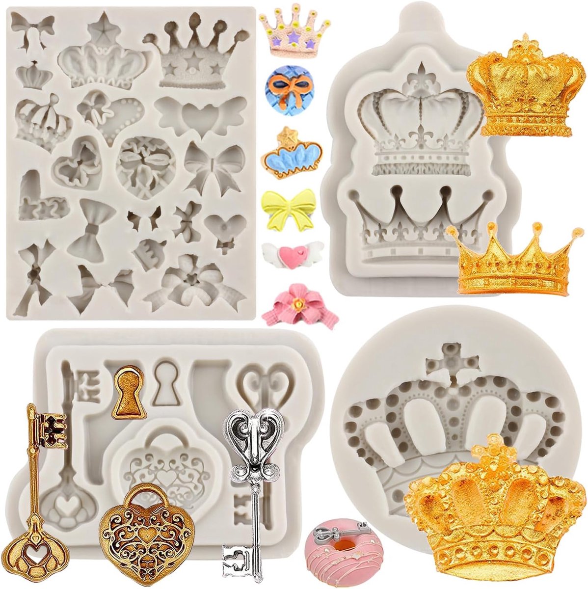 Siliconen mal Boog Fondant Mallen Sleutelslot Snoepvorm voor Cake Decoreren Cupcake Snoep Chocolade Gum Paste Polymeer Klei Set van 4