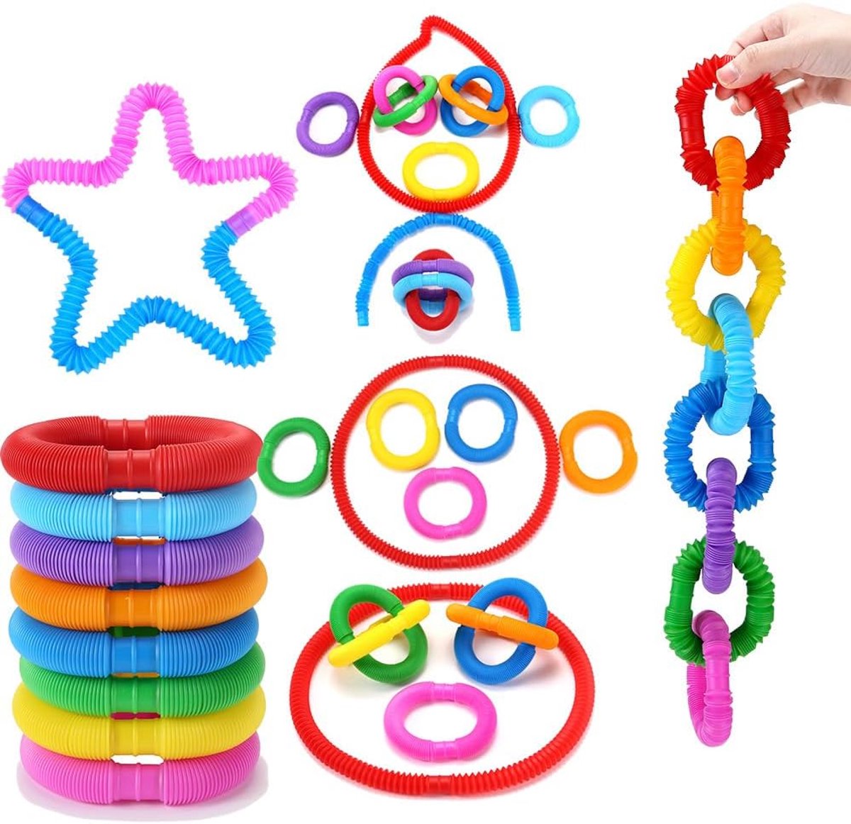 24 stuks telescopische buizen voor kinderen, mini-pop-tubes, sensorisch speelgoed voor stress en angst, stressvermindering voor autisme, cadeaus voor het einde van een verjaardagsfeestje en