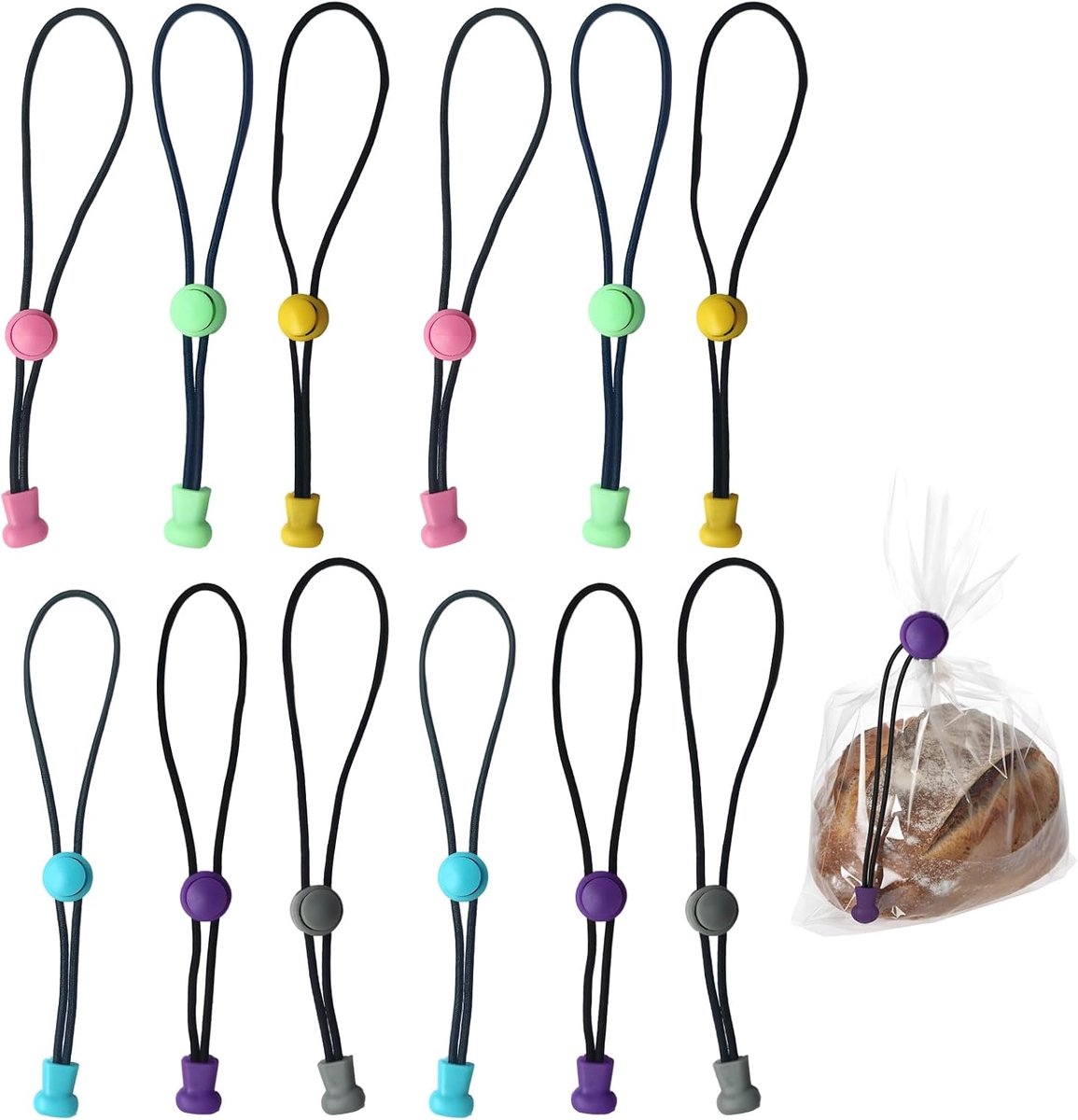 12 stuks vrieszakclips, sluitclips, grote sluitclips voor zakjes, zakclips, verstelbare zaksluitingen, herbruikbaar, voor hengels, voedselzakken