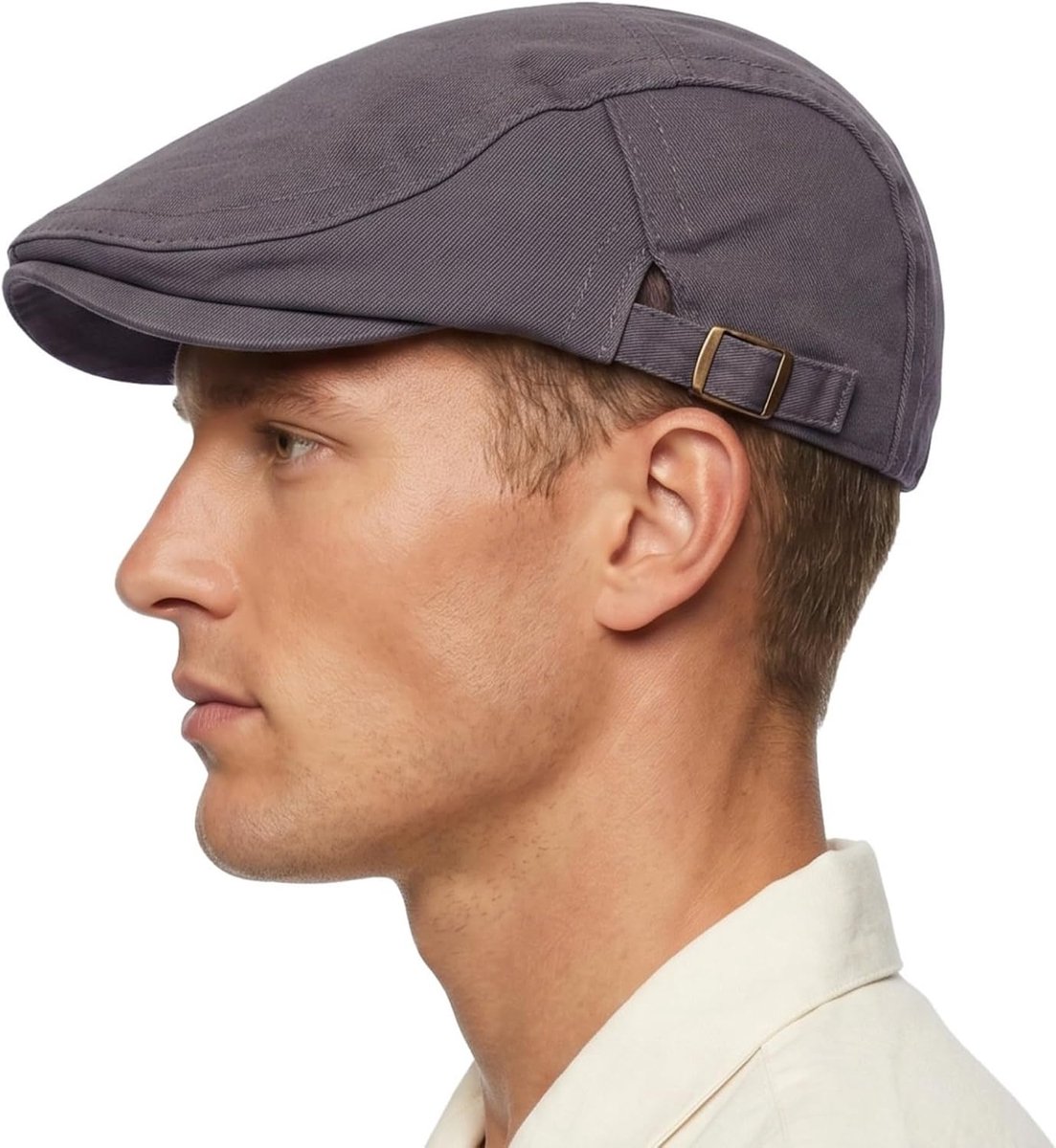 Platte pet voor heren, verstelbare Britse retro-stijl, platte pet, baret klimophoed, Newsboy, pet