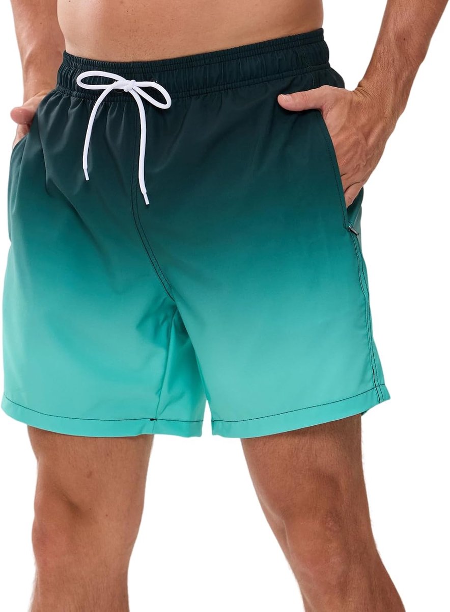 Shorts voor heren, mode met kleurverloop voor Britse mannen, sneldrogende strandplank, surfshorts met zakken, voering van mesh