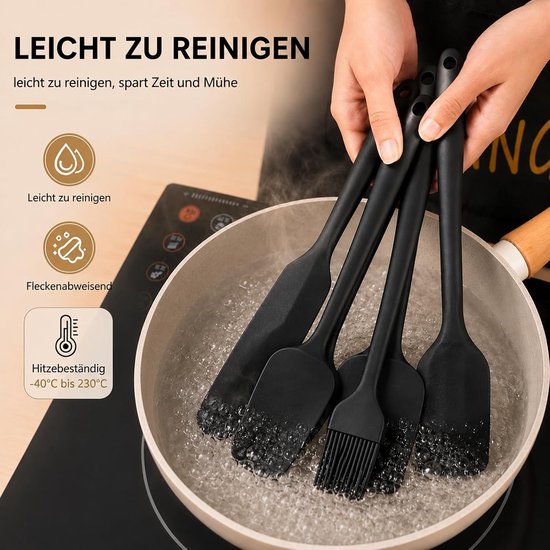 Spatels, flexibele spatels met metalen kern, hittebestendige anti-aanbakspatel, hangende deegschraper, kooklepel voor koken, mixen, bakken — afbeelding 3