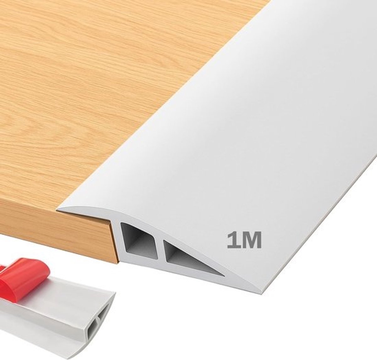 PVC Overgangsprofiel - Zelfklevend - Hoogtecompensatie 5 mm tot 10 mm - Voor vloeren, tapijt en drempels - Wit, 100 cm x 5 cm