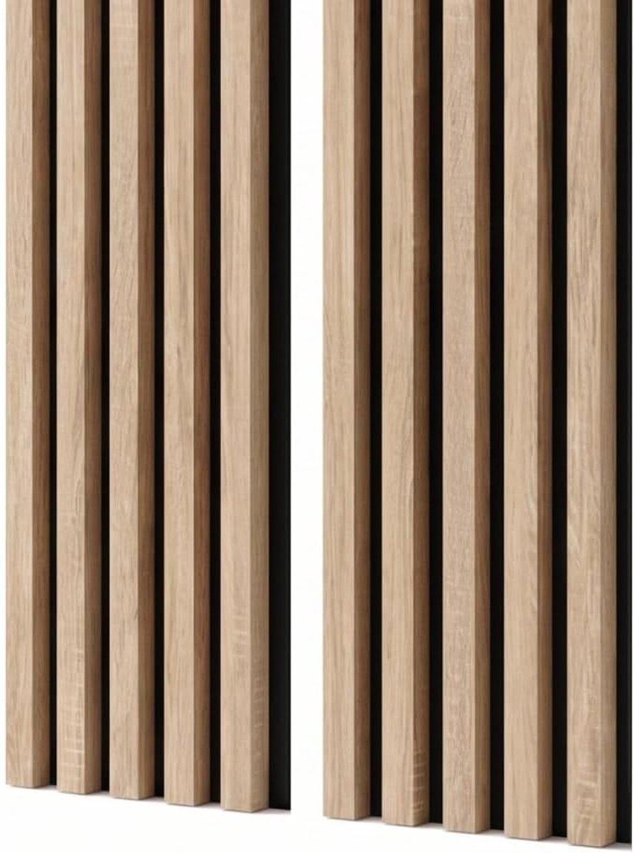 Panelen op Vilt 240 x 53 cm (2 stuks van 240 cm x 26,5 cm) Eik Sonoma Wandpanelen Lamellenwand MDF Geluidsisolerend Geluidsdempende Panelen Wandbekleding