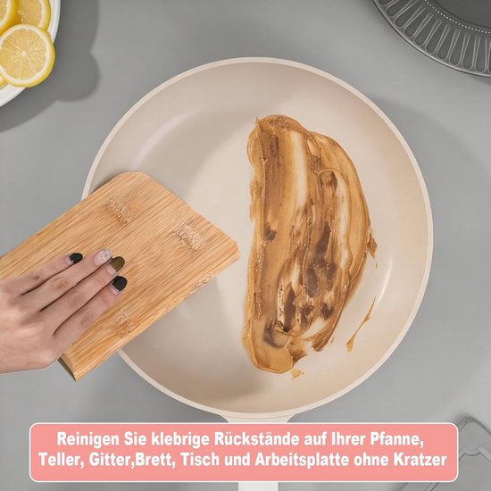 Pannenkoekenset van hout, pannenkoekenverdeler en spatel voor het bereiden en draaien van pannenkoeken, herbruikbare deegverdeler voor pannenkoeken, voor thuis, keuken, bakken, koken (rood 1) — afbeelding 3