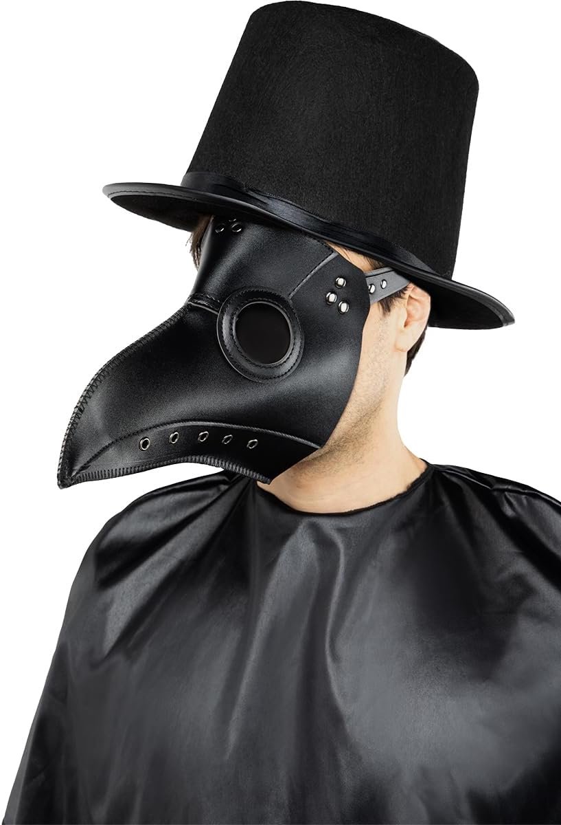 | Pestdokter masker voor mannen Carnaval, Italië & Venetië, Originele en Leuke - Accessoires voor Volwassenen, kostuum accesoires - Zwart
