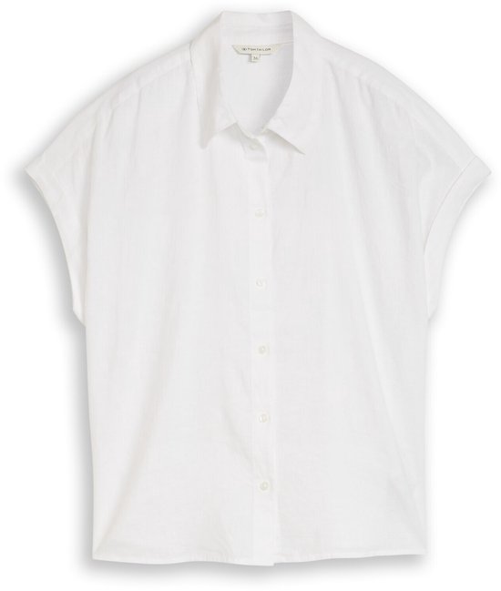Tom Tailor - Losvallende blouse met linnen - Maat 46 - White