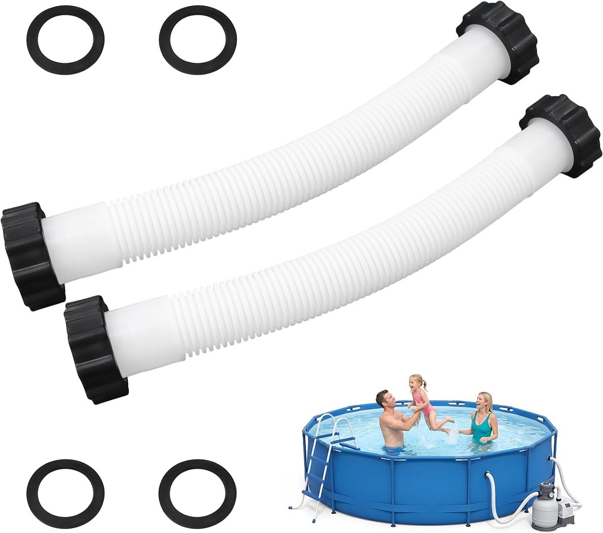 2-delige zwembadslang 38mm, zwembadslang 40cm voor oppervlakte