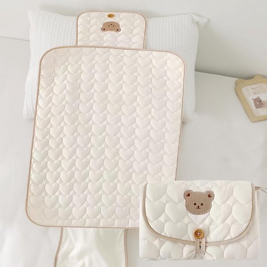 Draagbaar Aankleedkussen - 70x50 cm - Verschoonmatje - katoen - Veel Ruimte & Waterbestendig - Draagbaar Verschoonkussen - Kraamcadeau - Babyverschoonmatje - Napper - Reisaankleedset - Thuis & Reizen - Voor pasgeboren meisjes en jongens - Wit — afbeelding 2