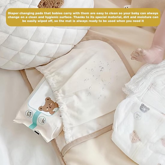 Draagbaar Aankleedkussen - 70x50 cm - Verschoonmatje - katoen - Veel Ruimte & Waterbestendig - Draagbaar Verschoonkussen - Kraamcadeau - Babyverschoonmatje - Napper - Reisaankleedset - Thuis & Reizen - Voor pasgeboren meisjes en jongens - Wit — afbeelding 4