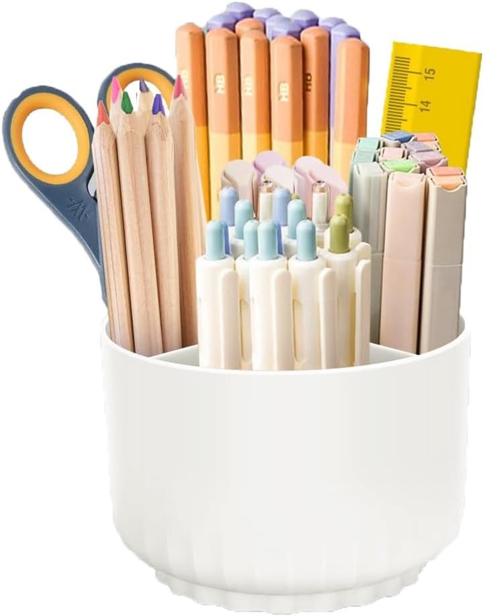 360 Graden Bureau Organizer met 5 Compartmenten, Multifunctionele Pennenhouder voor Kantoor, School en Stationery