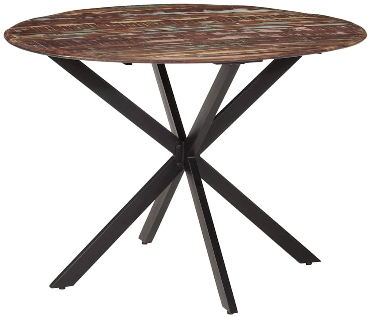 vidaXL Eettafel - Ø110x78 - cm - massief - gerecycled - hout - en - staal Bruin