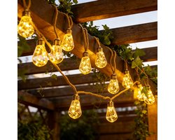 Flintry Solar buitenverlichting - 5 meter retro henneptouw solar tuinverlichting - Geschikt voor tuinen, schuttingen, trappen en balkons