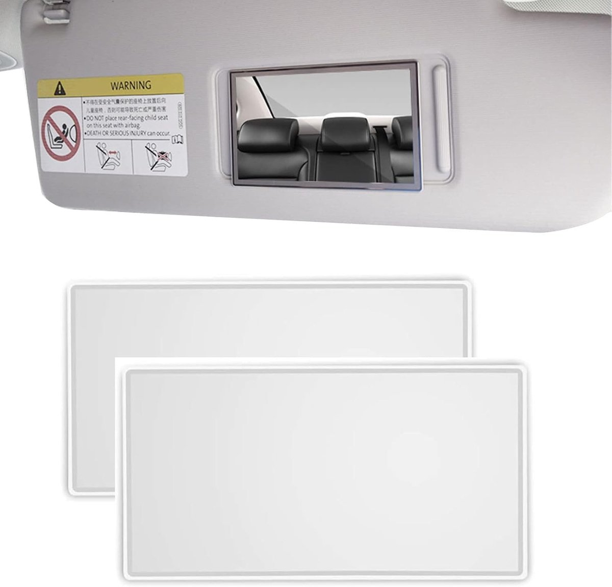 Cosmetische Achteruitkijkspiegel voor Auto - Make-up Spiegel voor Auto Interieur - Set van 2 Stuks (110 x 65 mm)