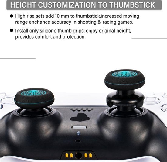 Set van 2 Thumb Grips Verhogers & Siliconen Sticks voor PS5 / PS4 Controllers — afbeelding 3