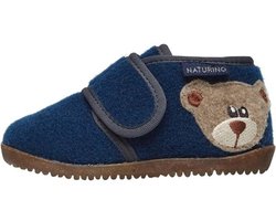 Stoffen slofjes met klittenband voor kinderen - blauw