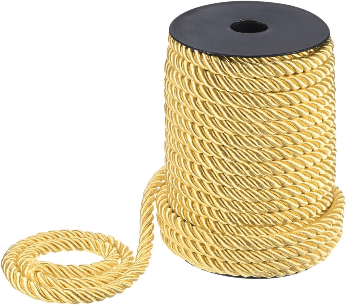 METERXITY 22 Yards Twisted Rope Trim, 8mm/0.31" Golden Yellow Soft Polyester Twisted Silk Rope Cord 3-laags decoratief koord voor Gift Bag/DIY Crafts/Home Decor/Gordijn Tieback