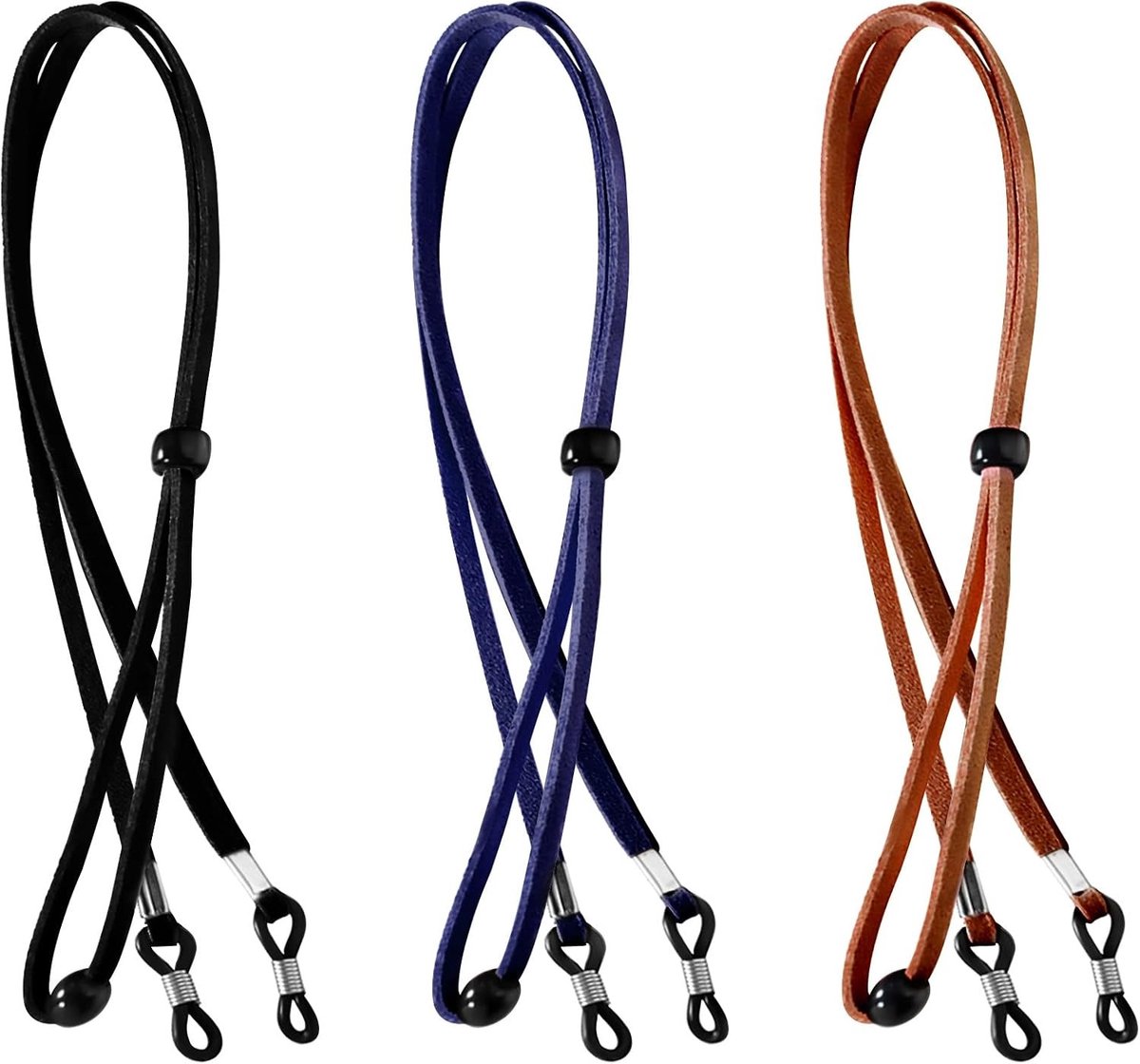 Stijlvolle brillenketting set van 3, verstelbare brillenkettingen voor dames, heren en kinderen, ideaal voor zonnebrillen en leesbrillen (70 cm)