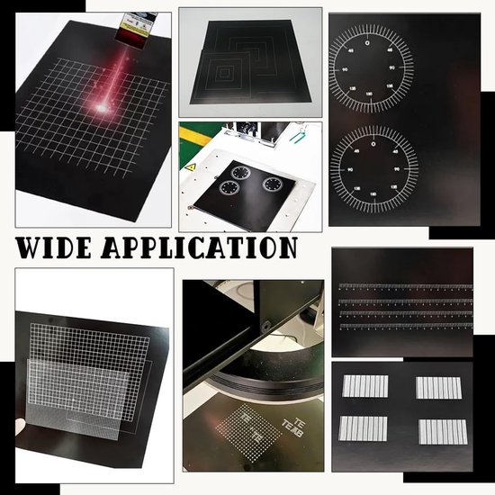 24 Stuks Laser Graveerpapier, Dubbelzijdig Dimmen, Testpapier voor Markeer- en Snijmachines, 10x10x0.2mm, Zwart — afbeelding 4