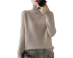 Dames Coltrui Kasjmier Wol Trui Herfst Winter Basic Gebreide Pullover