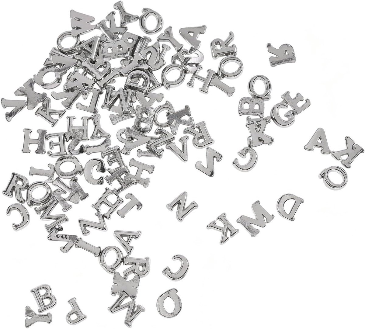 250 stuks 3D-letters, zilveren nagelhangers, 3D-hoofdletters, nagelstenen voor vrouwen
