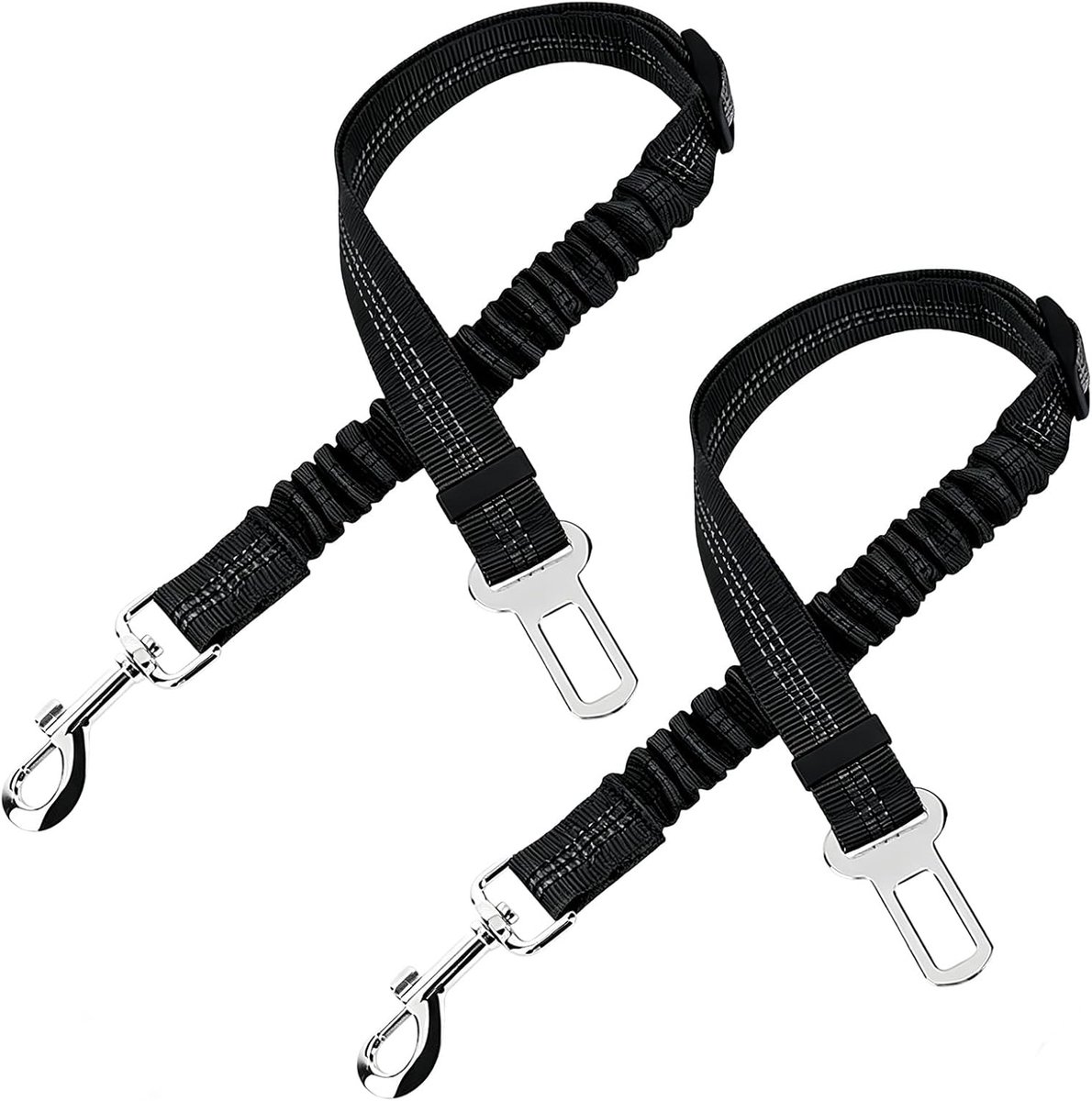 2 stuks hondenriem, auto, veiligheidsharnas met schokabsorptie, karabijnhaak, verstelbaar, 52-82 cm, voor alle honden, katten, auto
