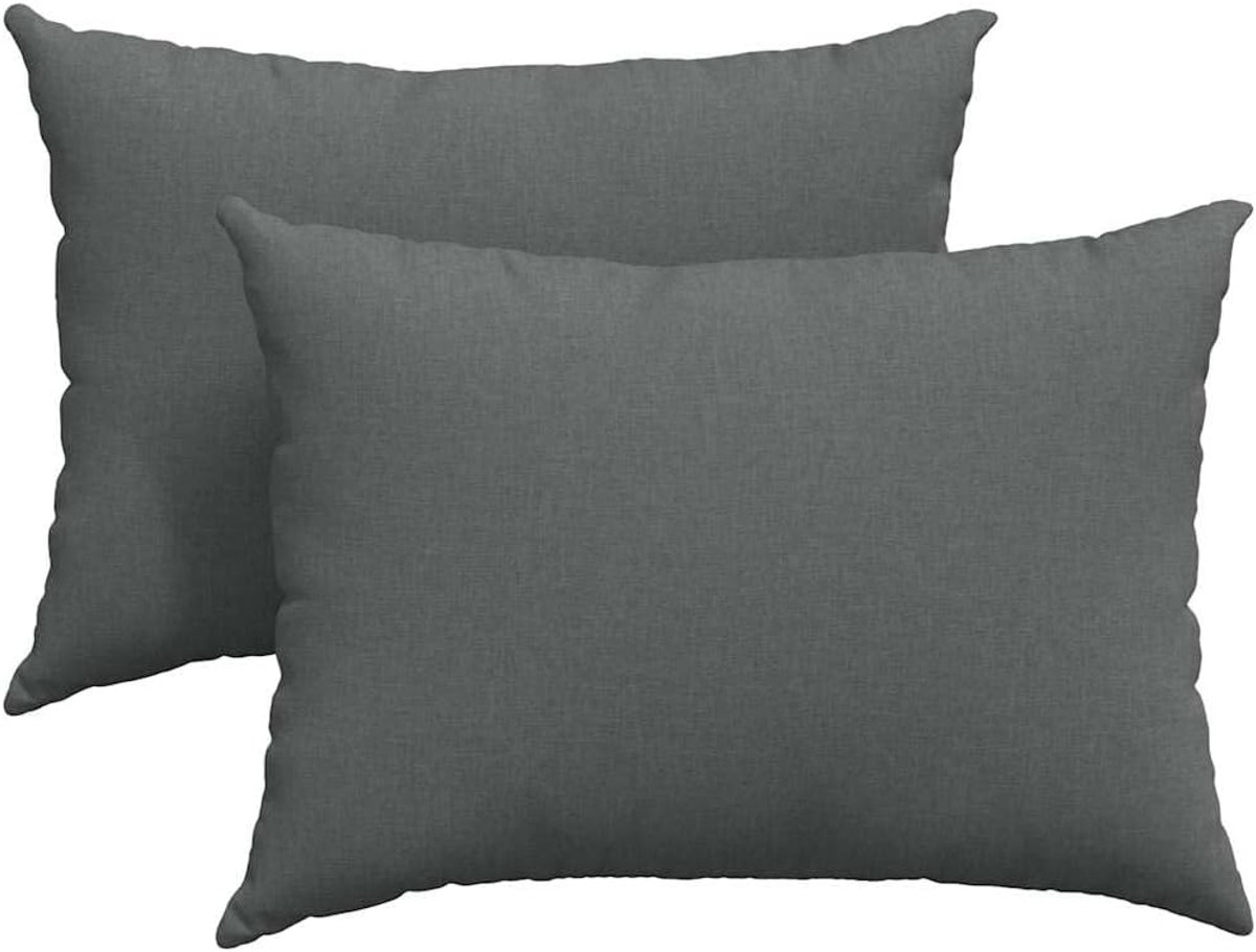 Set van 2 bankkussens, donkergrijs, 70 x 50 cm, polyester kussenvulling met ritssluiting, kussenhoes, modern bankkussen van gladde stof, voor woonkamer, slaapkamer of thuiskantoor