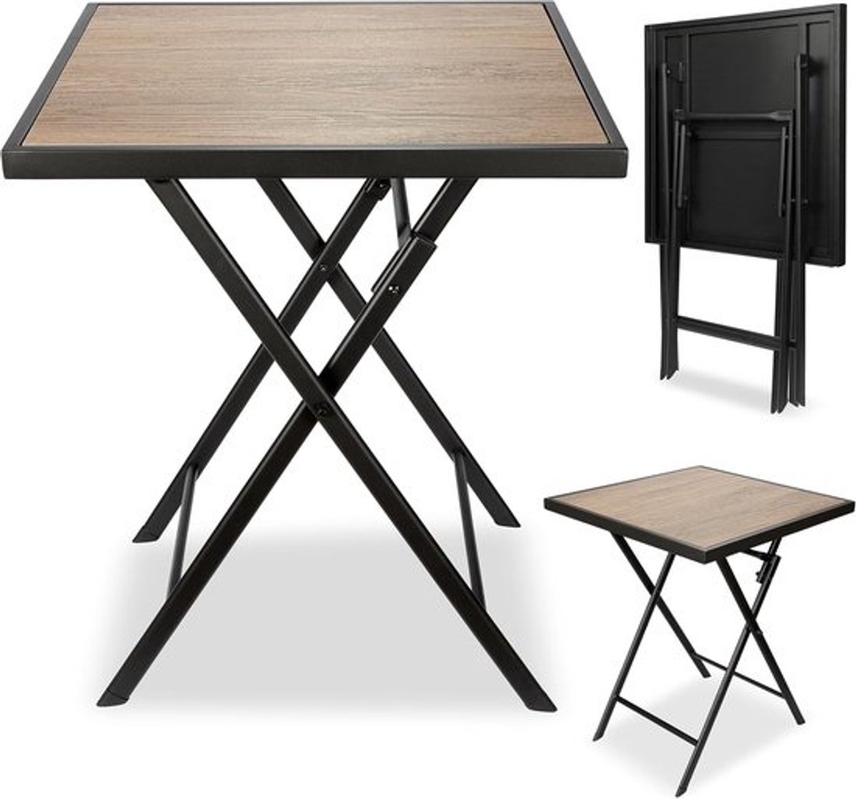 Balkontafel Klaptafel - Buitenmeubel Metaal - Buiten Zitten - Weerbestendig Ontwerp - 58 x 58 cm - Bruin