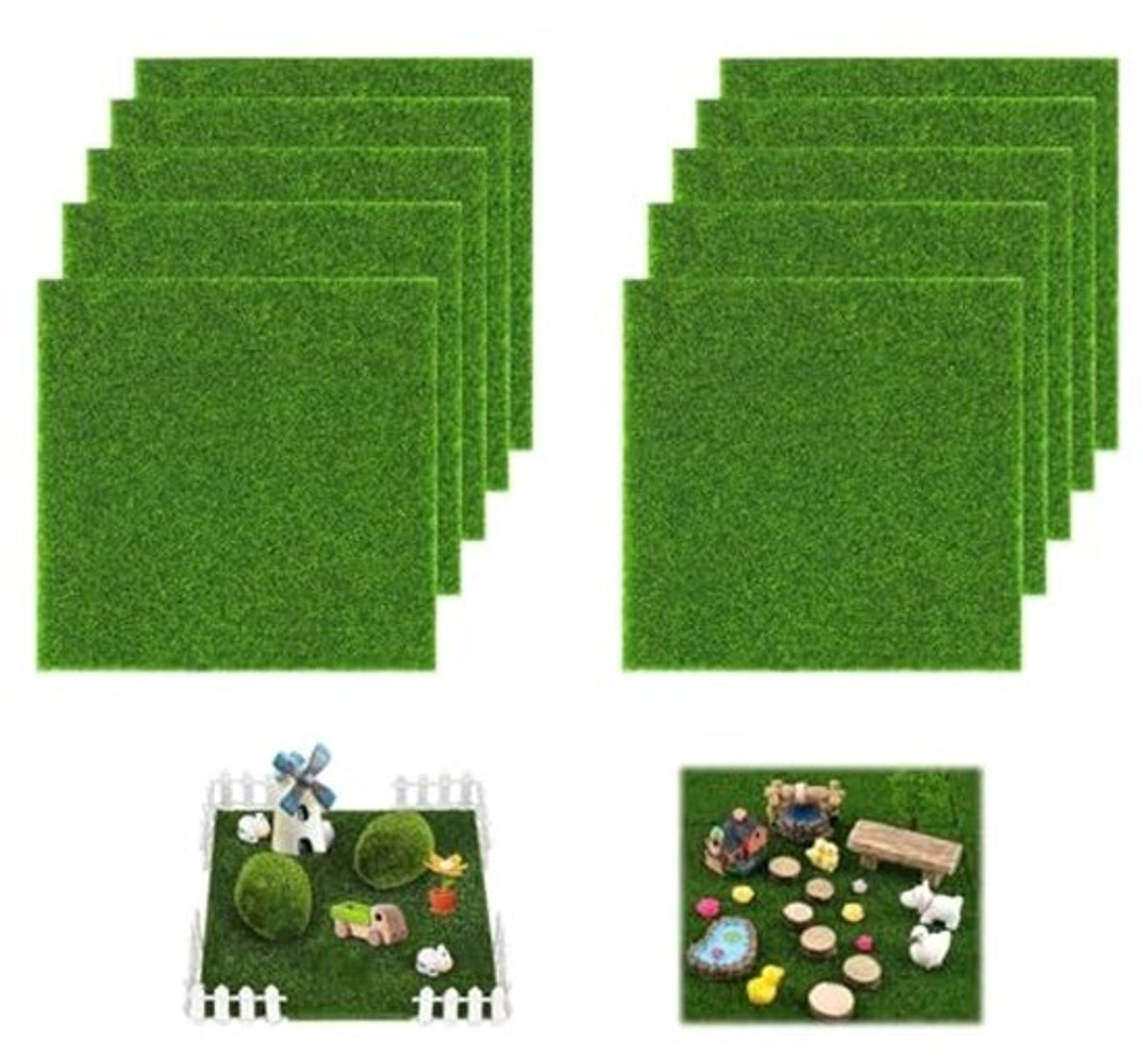 Kunstgras Decoratie Voor Binnen en Buiten - 10 Stukken 15x15 cm