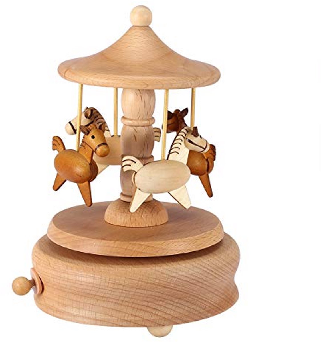 Ryoudavell - Houten Carrouselpaard muziekdoosje - Houten vintage muziekdoosje - muziek box - Draaiend paardvormig houten handwerk - huisdecoratie - Cadeau voor jongens en meisjes - Woonkamer, slaapkamer, kinderkamer, bureau, nachtkastje