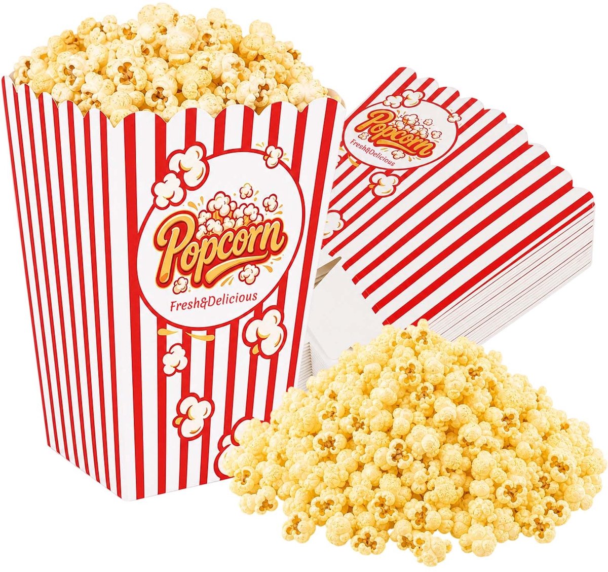 Popcornzakjes klein 50 stuks - 7,5 x 5,5 x 10,5 cm - stevig papier - perfect voor feestjes - ShopVlot