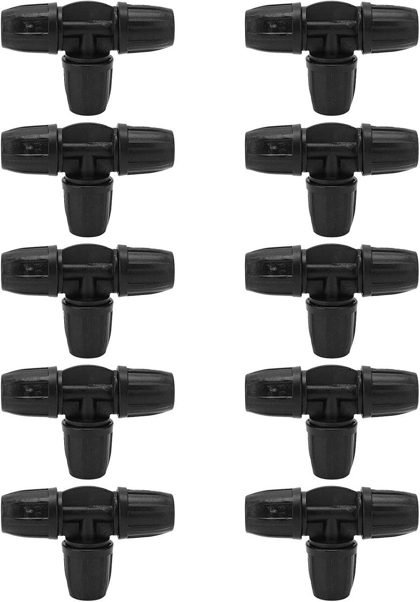 Tee met Lock Pipe Connector, 10 Stuks 8/11 Barbed Wire Tee voor Tuin Drip Irrigatie en Slangverbindingen