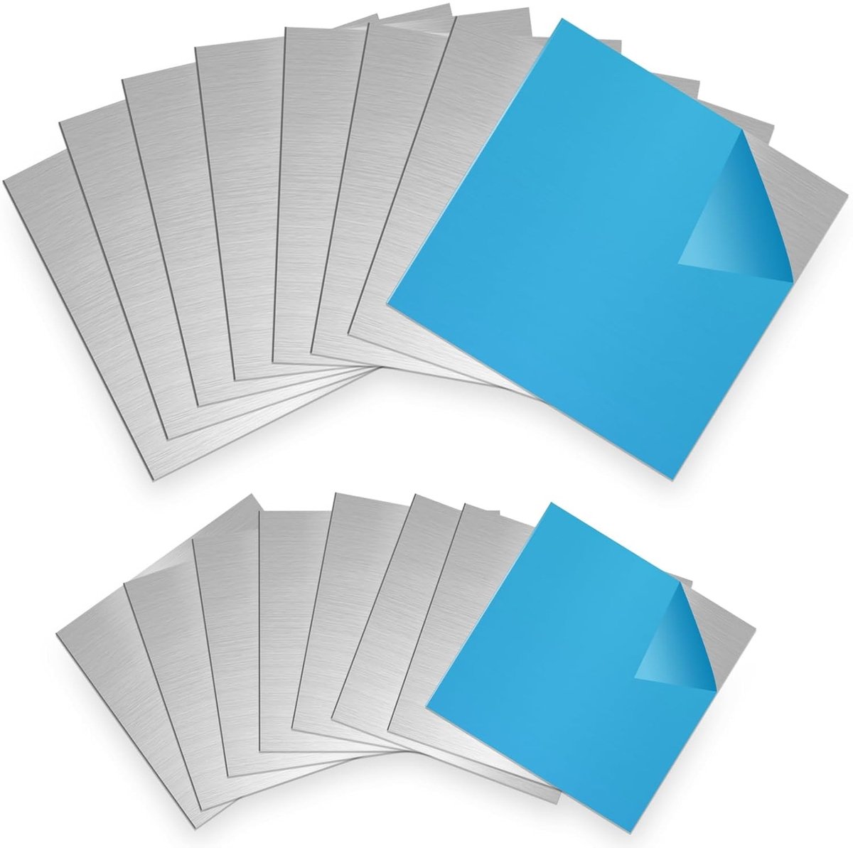Set van 16 Aluminium Platen 100 x 100 x 1 mm en 150 x 150 x 0,5 mm met Beschermfolie voor Modelbouw, Beurzen en Creatieve Projecten