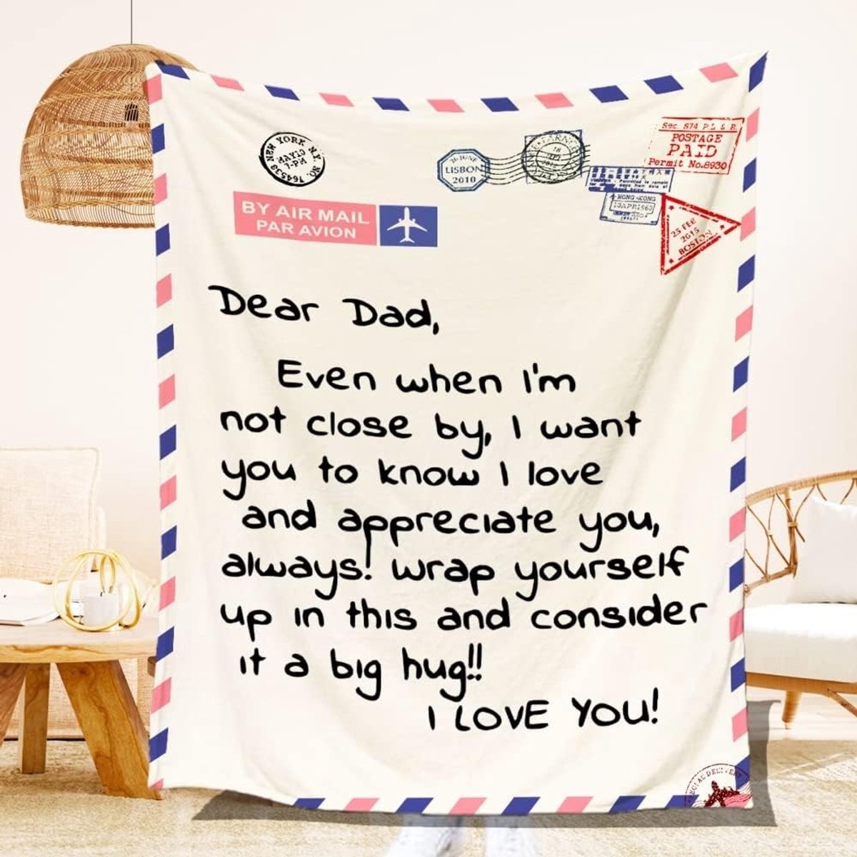 Fleece Dekentje met Persoonlijke Brief voor Vader - Unieke Cadeaus van Dochter/Zoon voor Verjaardag en Vaderdag, Zachte en Warme Dekens voor Papa
