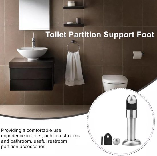 Meubelpoot accessoires voor toiletdeuren en borden, roestvrijstalen steunhouder voor openbare toiletten — afbeelding 2