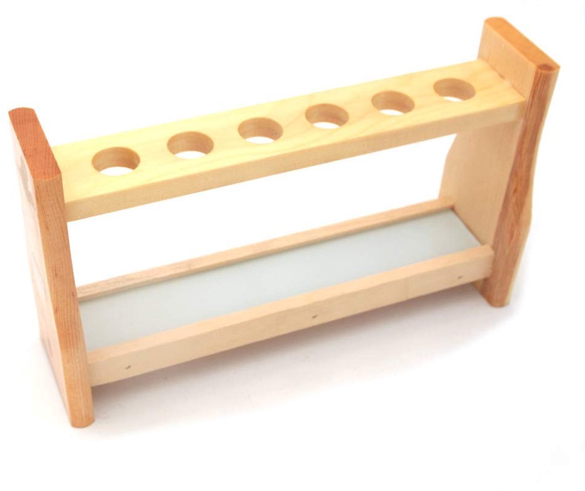 Houten testbuisrek voor 10ml en 25ml testbuizen - Lab accessoires, penhouder en opslagoplossing