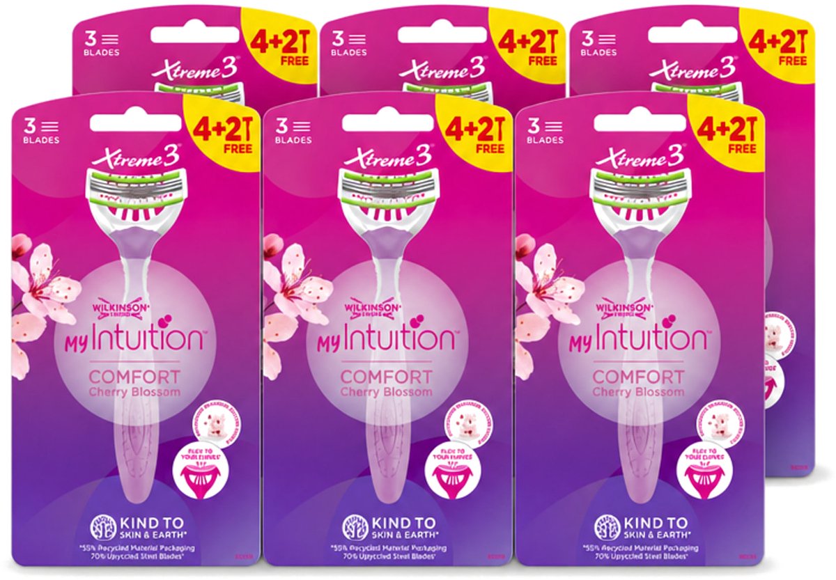 6 x Wilkinson - Wegwerpscheermesjes - Xtreme 3 My Intuition - Comfortabel - 6 mesjes - Voordeelverpakking - 6 stuks